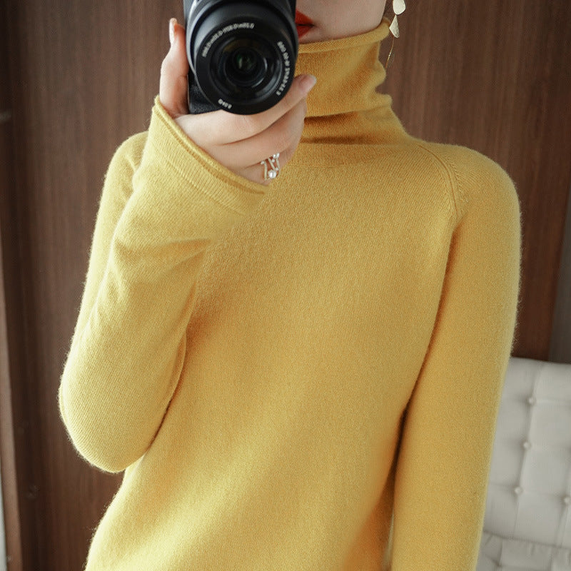 Women's Wool Solid Color Sweater Knitted Bottoming Shirt