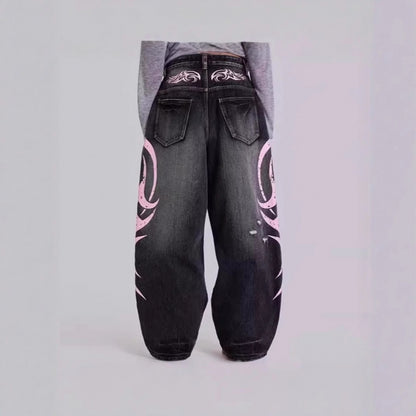 Womens Distressed Wide Leg Jeans