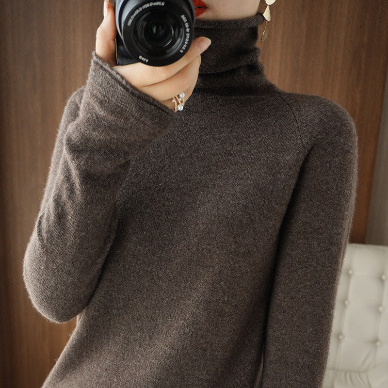 Women's Wool Solid Color Sweater Knitted Bottoming Shirt
