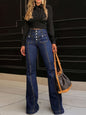 Womens Patchwork Flared Jeans
