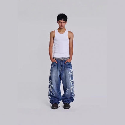 Womens Distressed Wide Leg Jeans