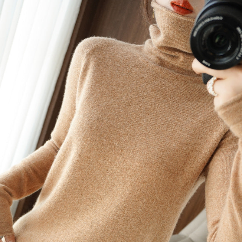 Women's Wool Solid Color Sweater Knitted Bottoming Shirt