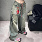 Womens Distressed Wide Leg Jeans