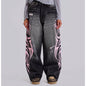 Womens Distressed Wide Leg Jeans